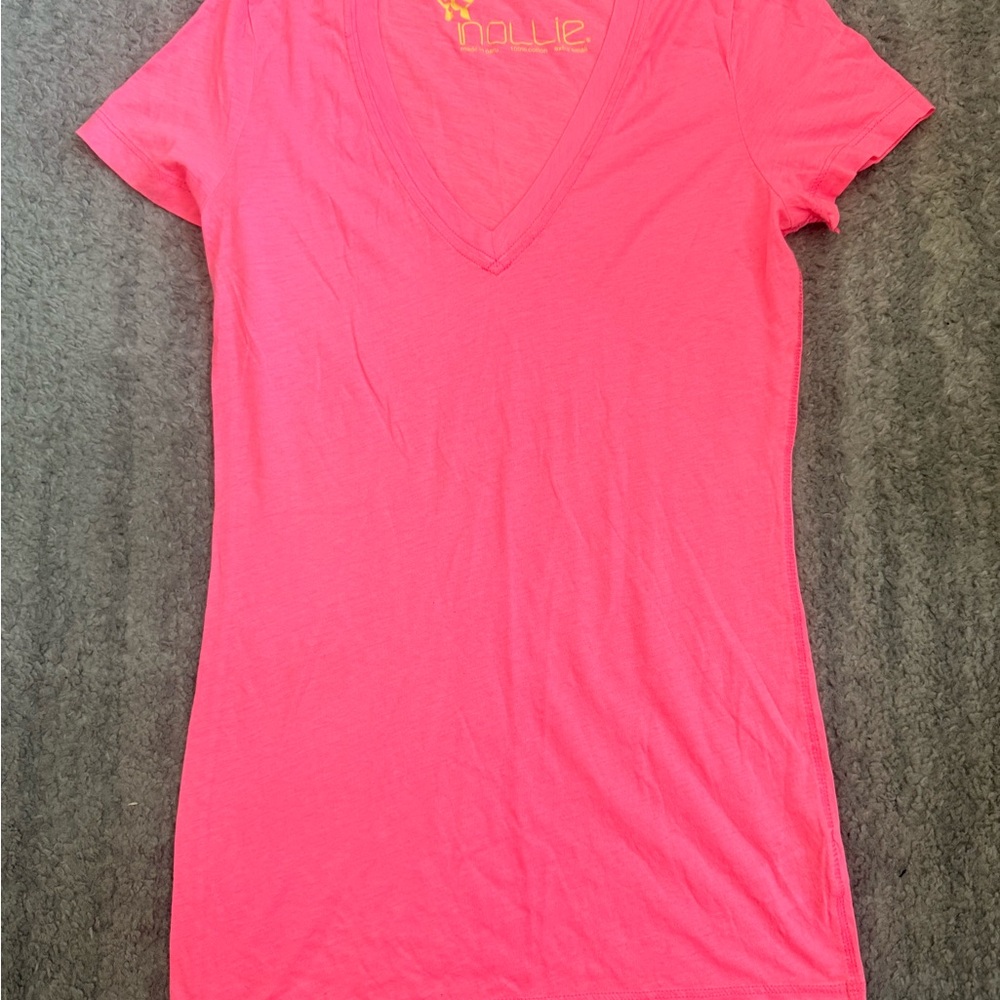 Nollie Bright Pink V-Neck Tee